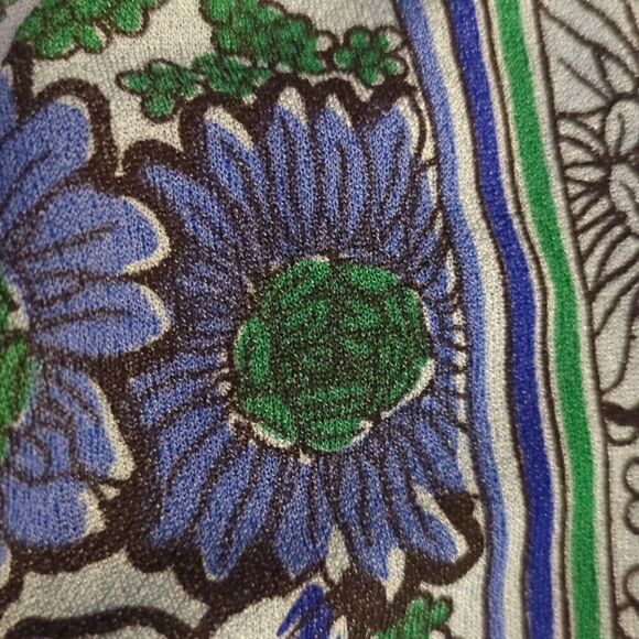 70s Flower power vintage blue floral print tunic‎ style shirt - Picture 4 of 6